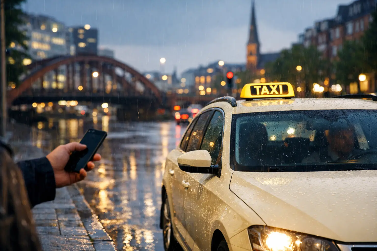 Schnelles Taxi bei Regen in Harburg bestellen